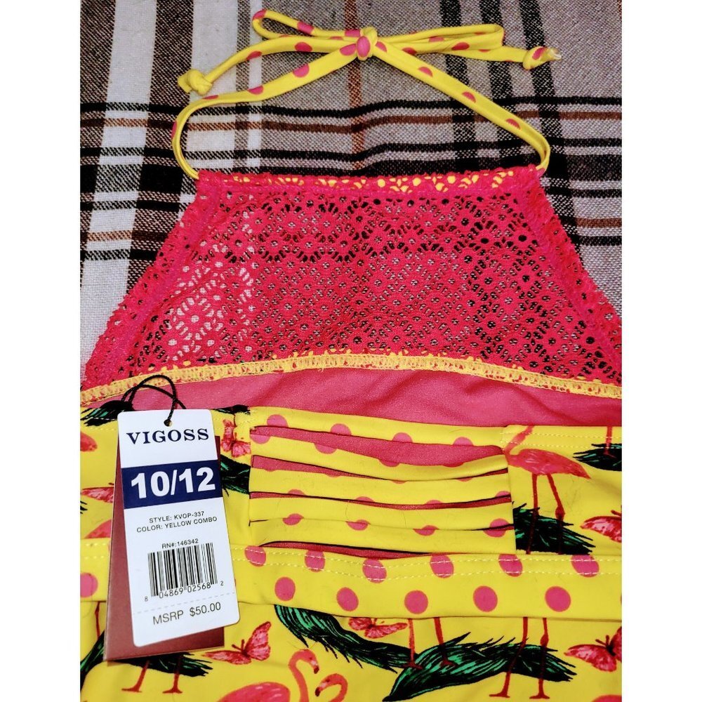 VIGOSS Girls Flamingo Besties 1Piece Bathing Suit - Picture 5 of 6